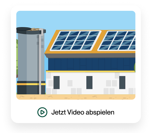 Illustration eines Hauses mit Solaranlage als Videoplatzhalter.